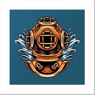 Vintage Deep Sea Diver Helmet Posters and Art